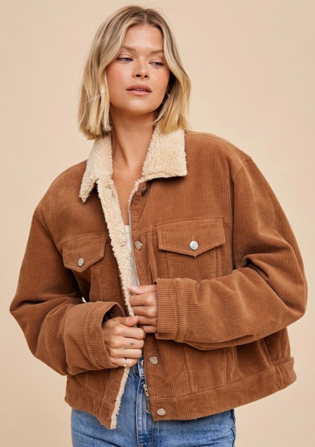 Camel Fur Corduroy Jacket